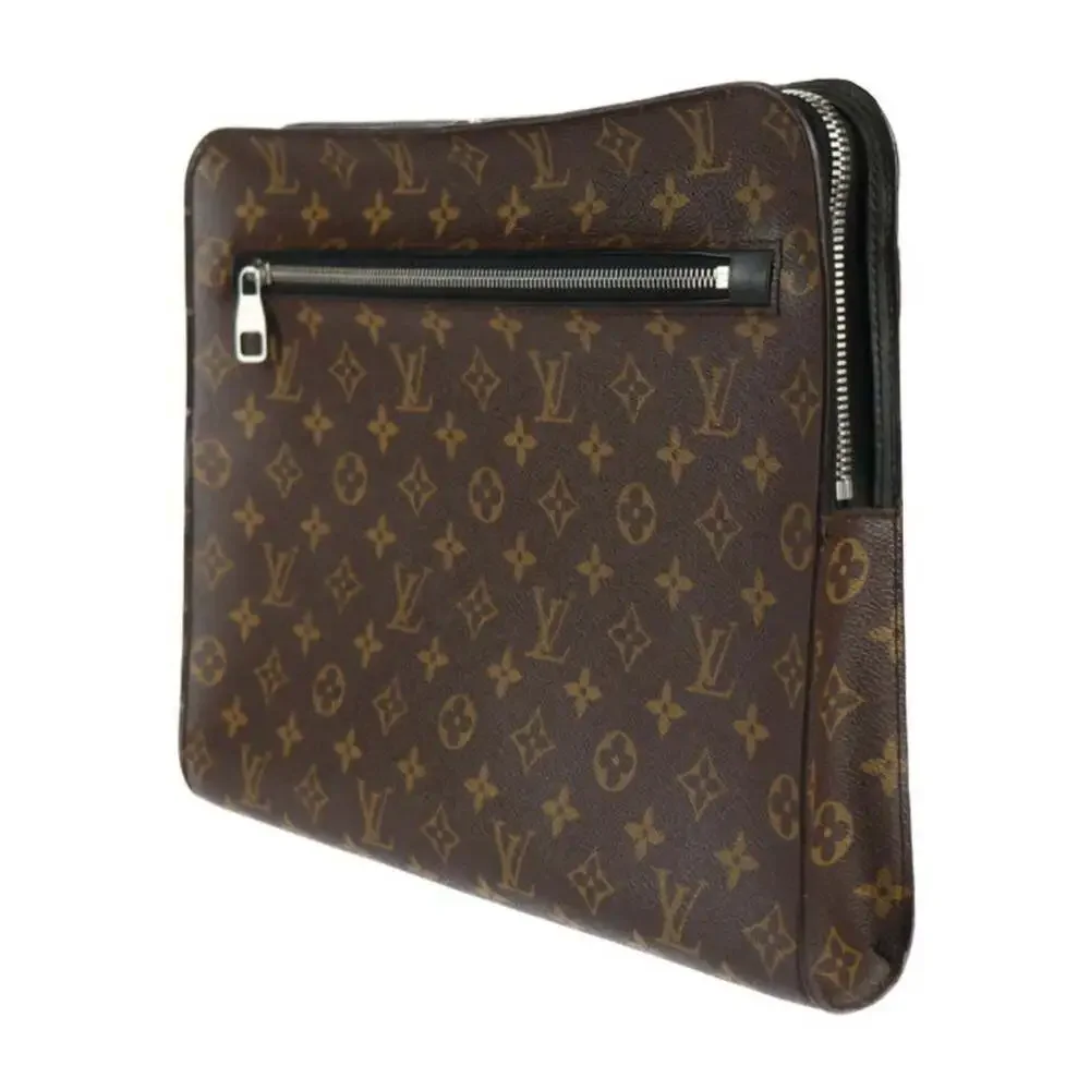 LOUIS VUITTON Black Monogram Leather Clutch Bag